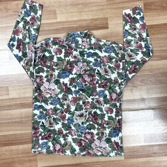 Vintage Buttoned Floral Turtleneck size Large - Picture 1 of 9